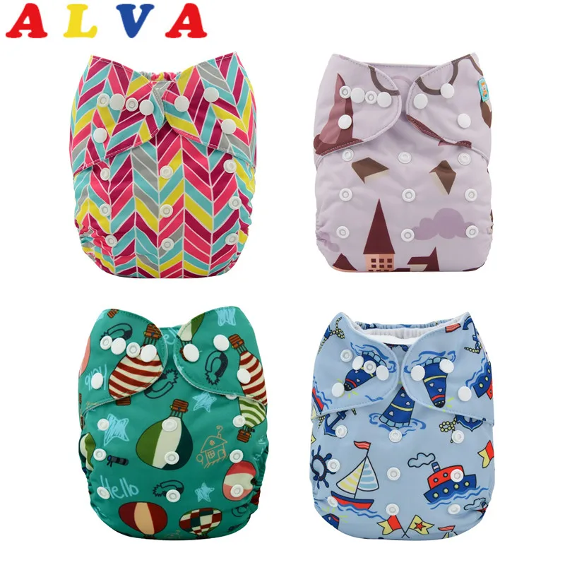 Популярные многоразовые подгузники ALVABABY все в одном Прошитые 4 слойные