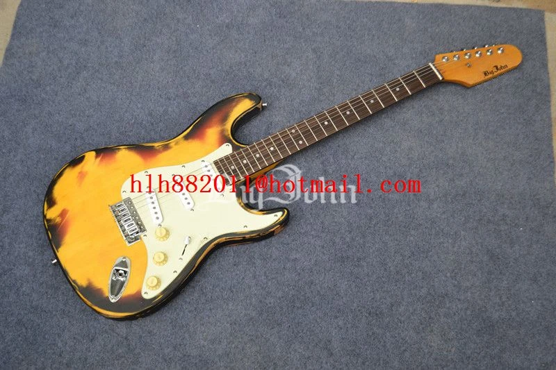 

free shipping new Big John vintage style single wave electric guitar in sunburst with basswood body F-2027