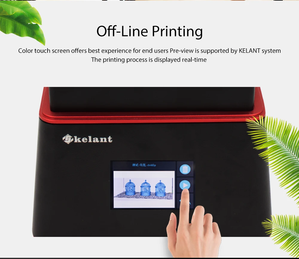 Kelant 3d принтер сенсорный ЖК-экран UV-LED ломтик скорости размера плюс Настольный SLA 3d принтер комплект УФ смола не 2 к