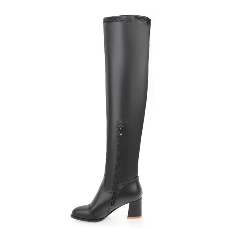 FITWEE Size 34-45 Women Over Knee Boots Zipper Buckle High Heel Warm Fur Shoes In Cold Winter For Footwear | Обувь