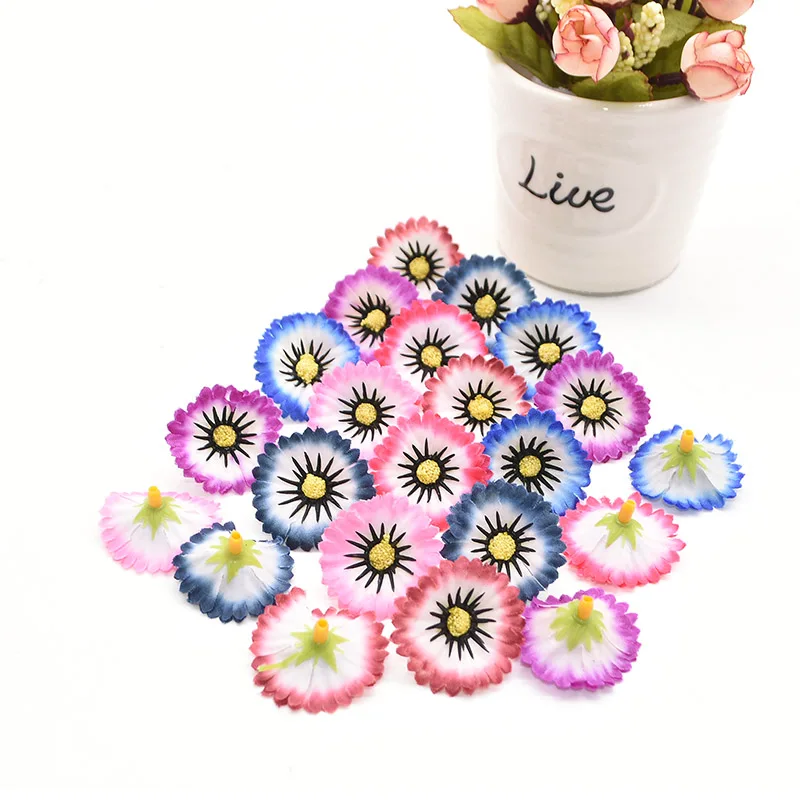 20/50 pcs 3.5cm Artificial Small Daisy Silk Flower Heads Wedding Home Decoration DIY Scrapbooking Fake Flowers Wreath Crafts | Дом и сад