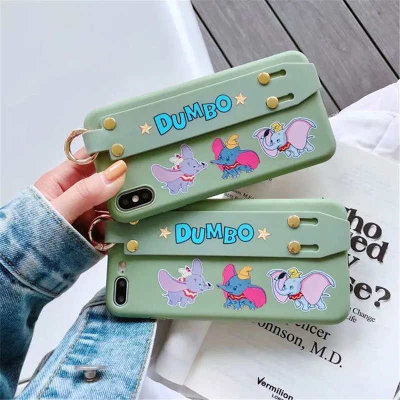 Чехол с милым медведем и держателем на запястье для iphone X XS XR Max Hot Dumbo силиконовый