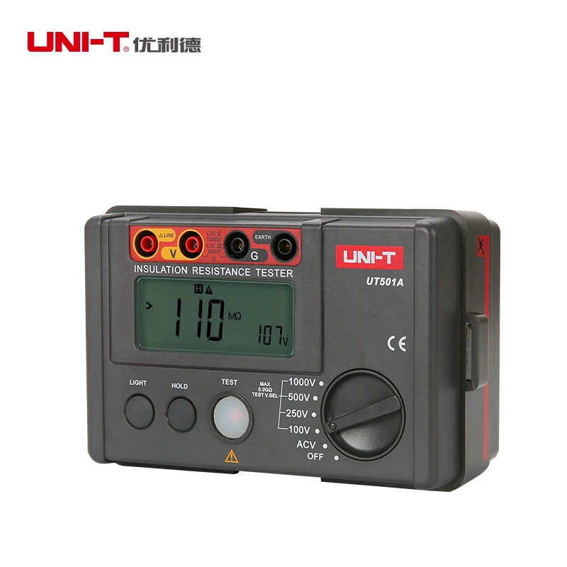 UNI-T UT501A Изолирующий мегомметр вольтметр с тестером на 1000В и функцией проверки цепности с ЖК-подсветкой.