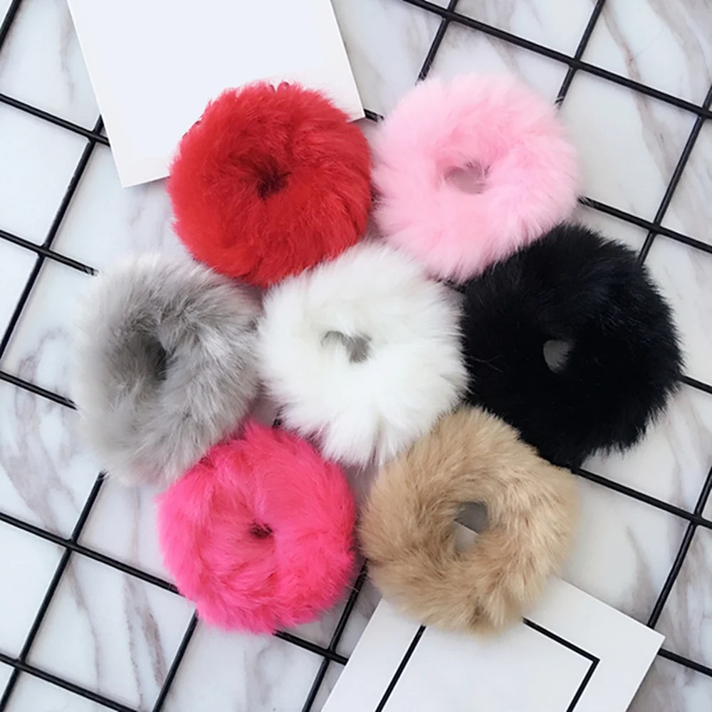 1 шт. пушистые резинки из искусственного меха мягкие эластичные для волос ручной