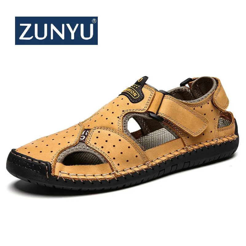 ZUNYU/Новинка 2019 года летняя кожаная Уличная обувь мужские сандалии повседневные