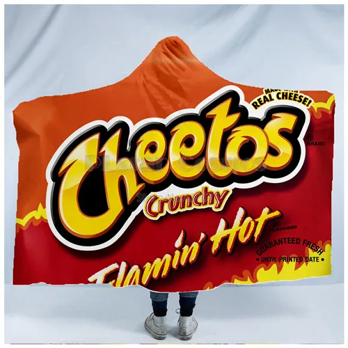 Черный Plstar Cosmos Hot Cheetos, забавное одеяло с капюшоном, 3D принт, пригодное для носки, одеяло для взрослых, мужчин, женщин, стиль-1 - Цвет: Черный