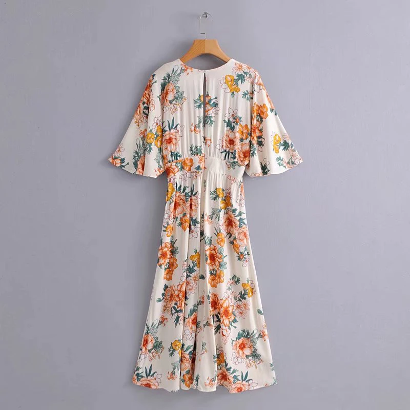 Женское платье с цветочным принтом Heydress повседневное хлопковое v-образным