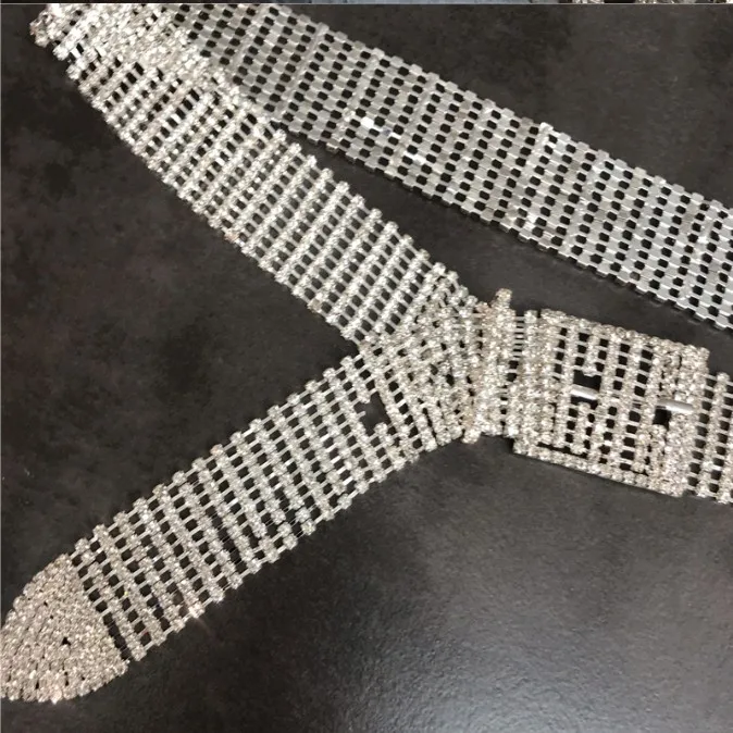 

New 2019 Fashion Telescopic Metal Claw Button Full Diamond Bright Decorative Belt Needle Button Women's Shining Belt