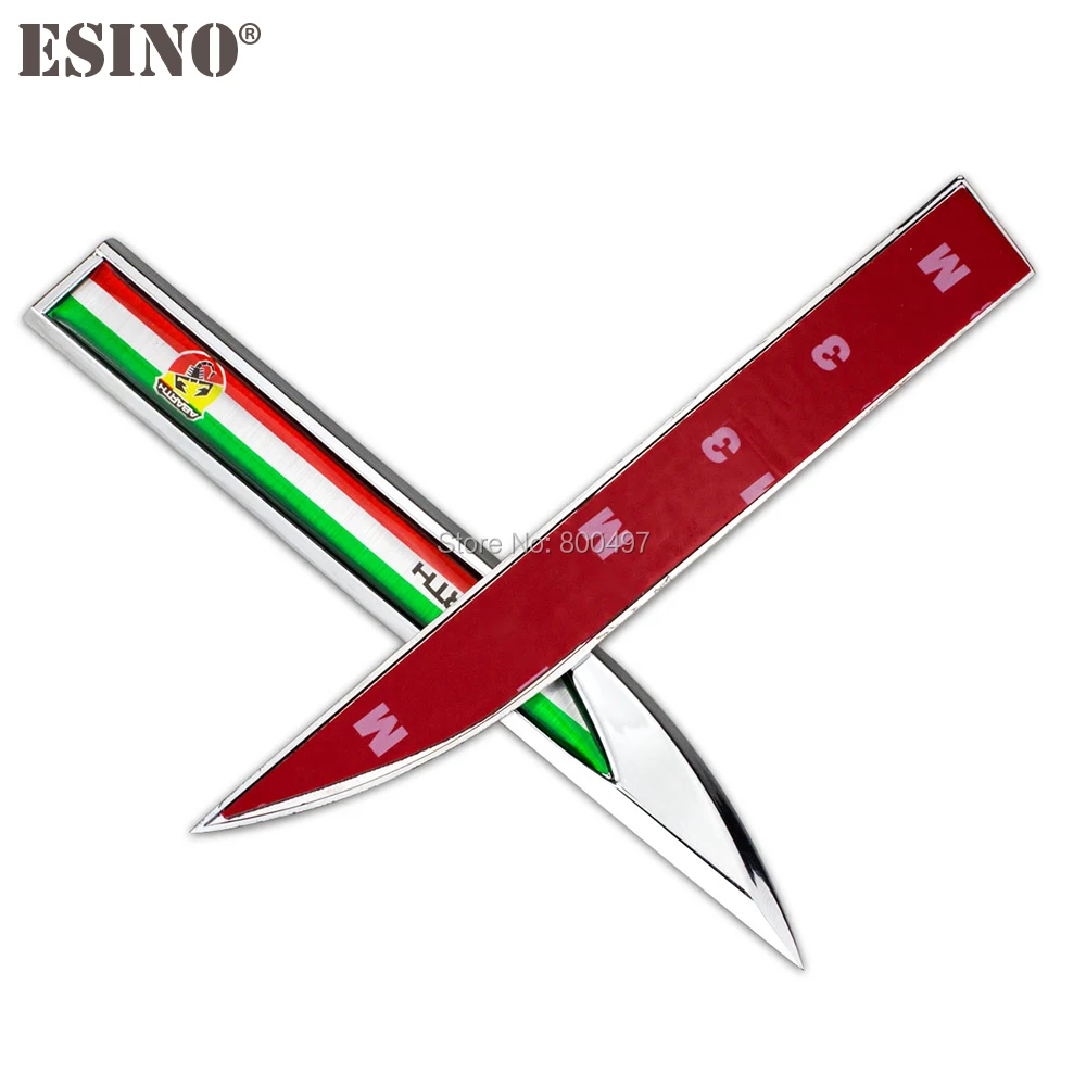 20 x Car Styling 3D Body Fender Side Metal Chrome Zinc Alloy Knife Emblems Badges Accessories For Abarth 500 Punto | Автомобили и