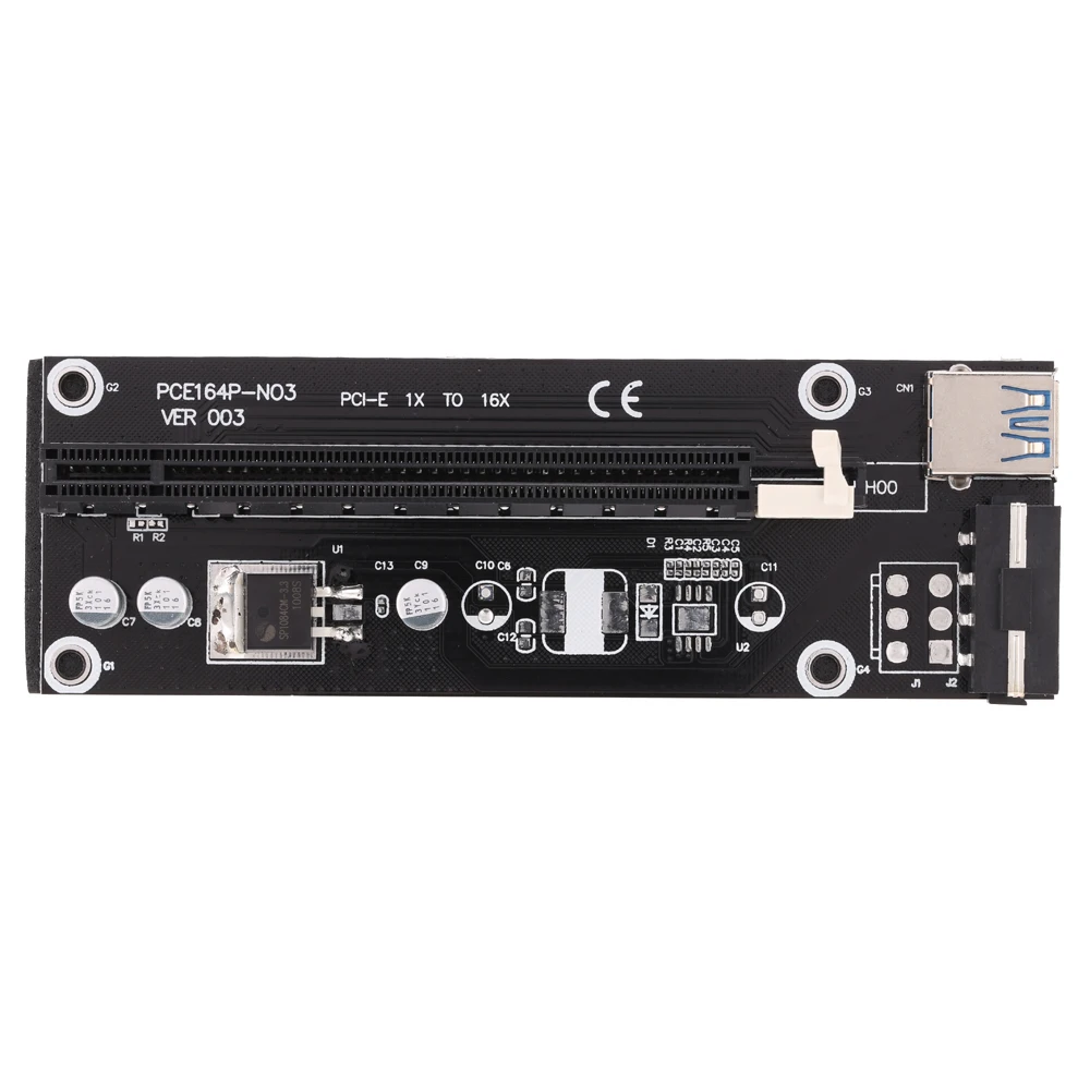 Черный для bitcoin Mining PCI-E Riser PCI Express 1x to 16x удлинитель плата карта USB 3,0 адаптер с SATA кабель питания и USB кабель
