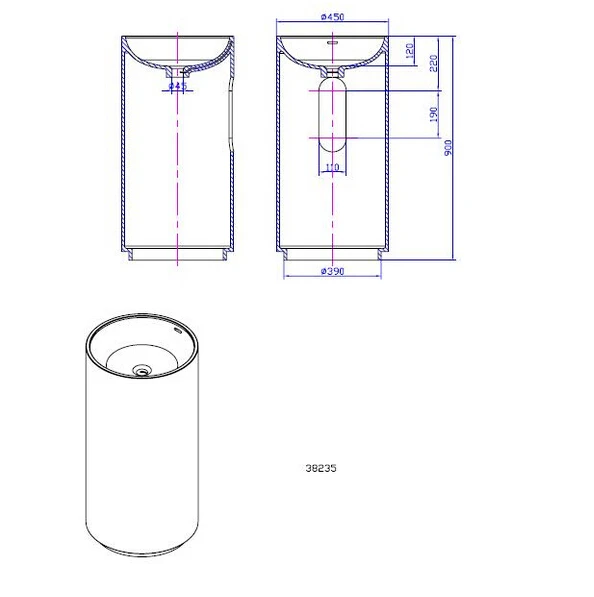 Акриловый умывальник на пьедестale для ванной комнаты отдельно стоящая твердая