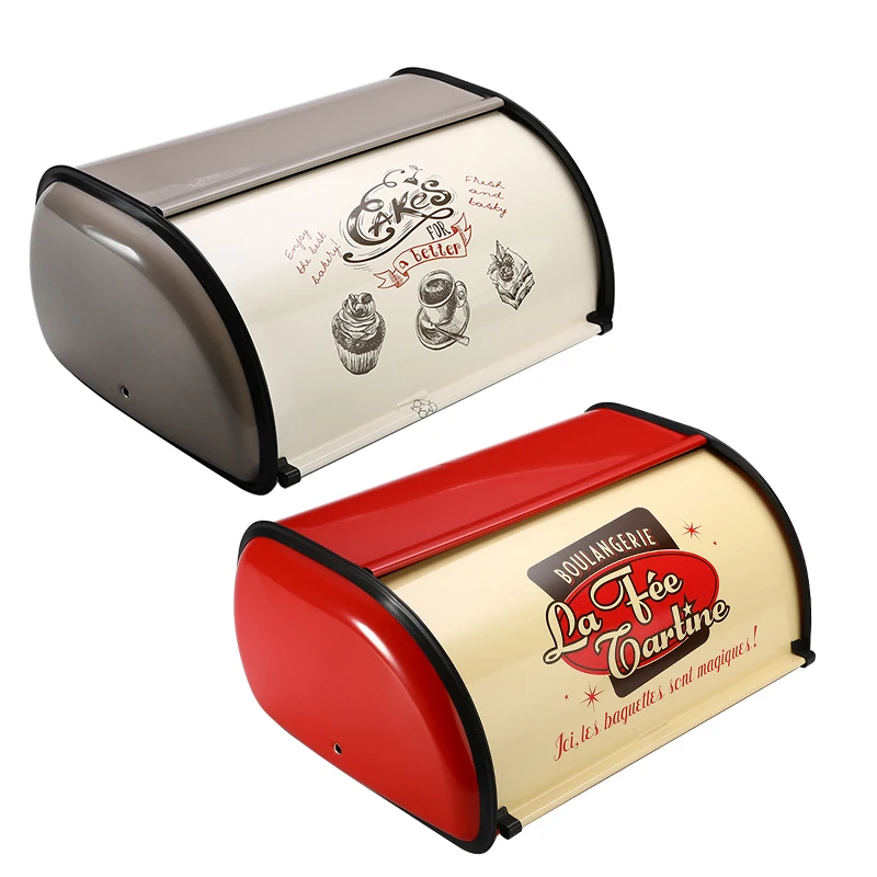 1 шт., 2 цвета, французский винтажный хлебный ящик, корзина для хранения, кухонный контейнер для еды, оцинкованные железные коробки для закусок, домашний декор
