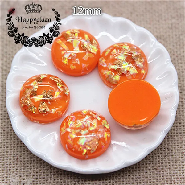 orange 50pcs 50 шт. 12 мм смесь цветов смолы блестящая Морская раковина заполненная Круглая Плоская задняя часть Кабошон DIY Кнопка/ремесло Scrabooking аксессуар - Цвет: orange 50pcs