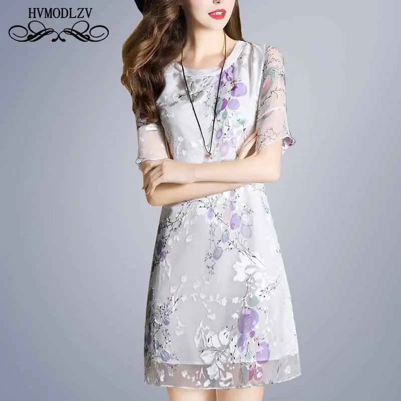 2018 новые летние шелковое платье женщин Чистая Пряжа принт сексуальные платья