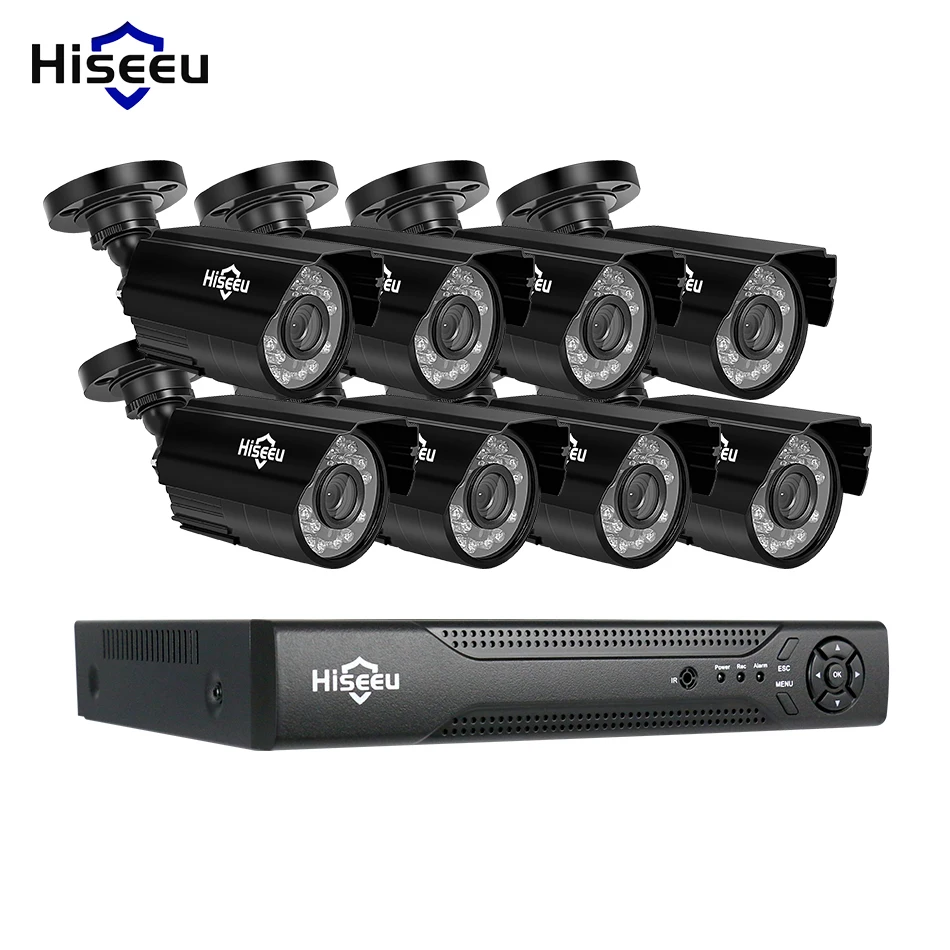 Камера видеонаблюдения Hiseeu 8 каналов AHD 1080 P инфракрасная цилиндрическая для дома