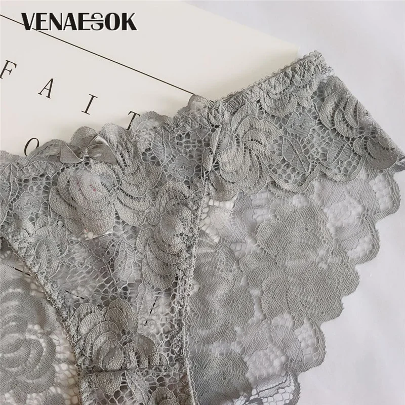 Женское нижнее белье, кружевные прозрачные, с низкой посадкой, сексуальные трусики, 3 предмета, трусы с вырезами трусики с вышивкой, белый+ серый+ черный, XL, L, M, S