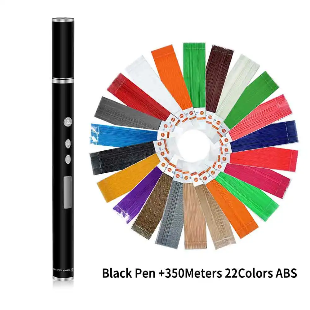 Black Pen 350M ABS DEWANG, легкая 3d-ручка, новинка, OLED, DIY, 3D принтер, ручка, подарок на день рождения, PLA, ABS, нить, ручка, 3d ручки для рисования, гаджет - Цвет: Black Pen 350M ABS
