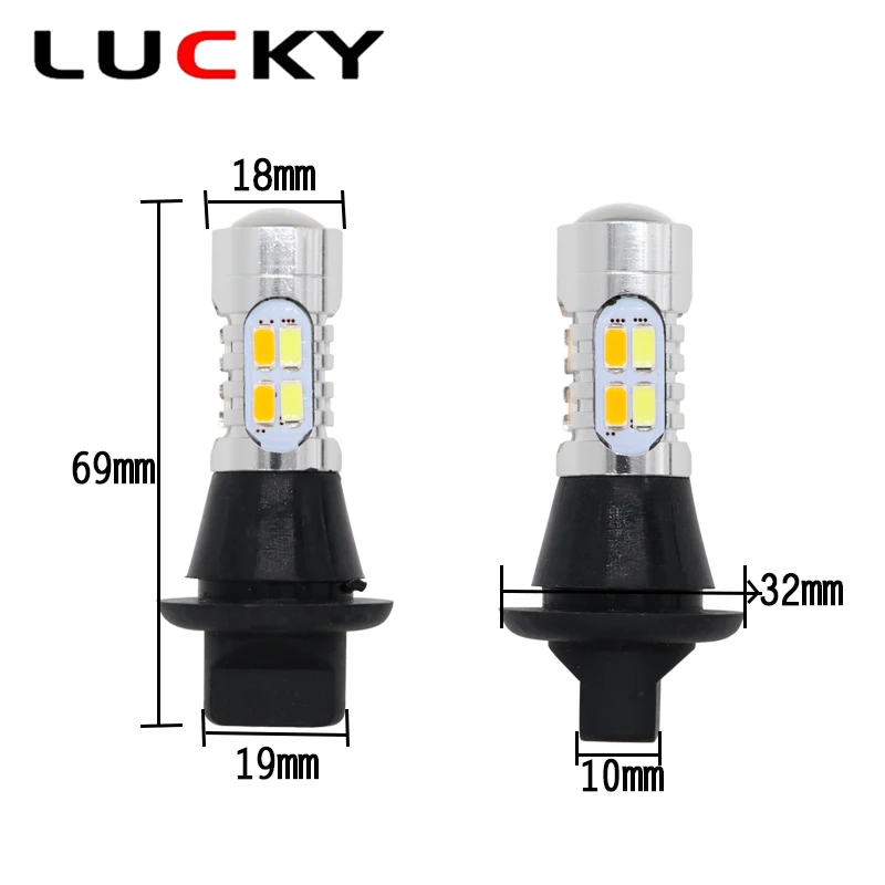 2 шт. CNILUCKY 1156 BA15S светодиодный светильник P21W BAU15S T20 7440 W21W дневной ходовой + сигнал