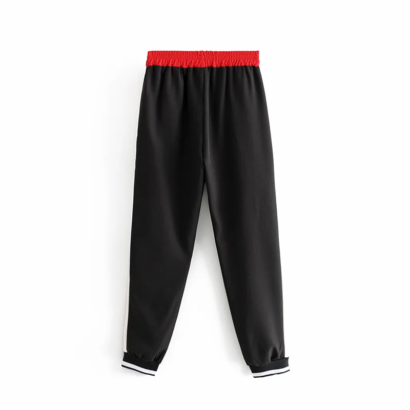 red pant Bella philosophy, женские штаны в полоску, с карманами, с эластичной резинкой на талии, стильные женские Капри, повседневные, шикарные, женские брюки, Pantalones - Цвет: red pant