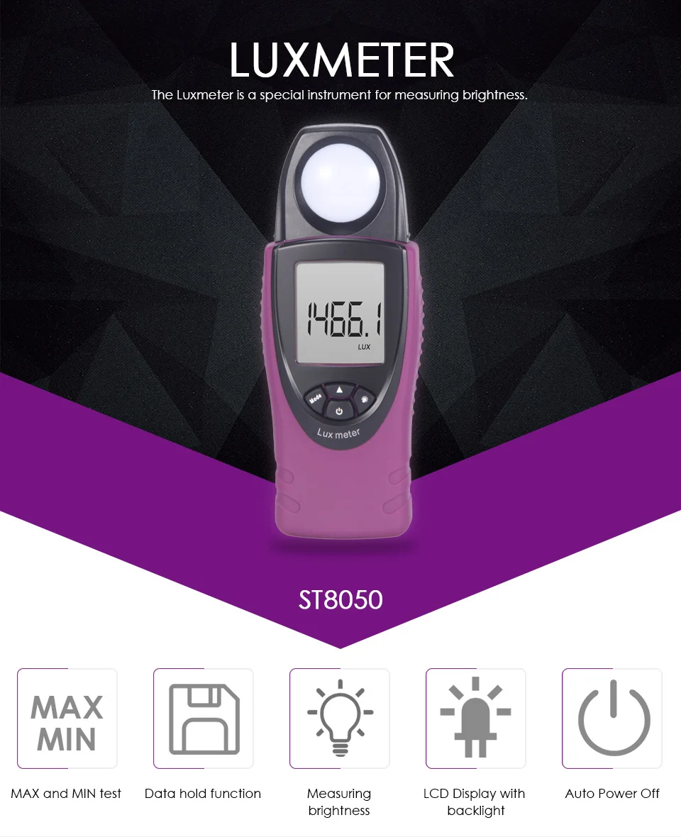Nicetymeter ST8050 портативный FC/LUX дисплей 30000 Люкс карманный цифровой люкс-метр, светильник, спектрометр, УФ-метр