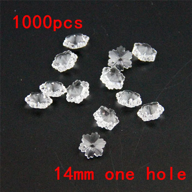 

1000pcs Clear 14mm Crystal Snowflake Beads For Chandelier Prism Parts 1 Hole Crystal Glass Chandelier Parts Crystal Hanging Drop