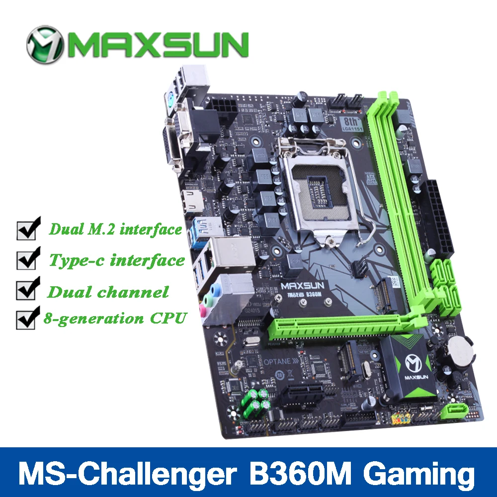 MAXSUN Challenger B360M игровой материнской платы LGA1151 VGA + DVI HDMI Поддержка двойной канал DDR4 5 *