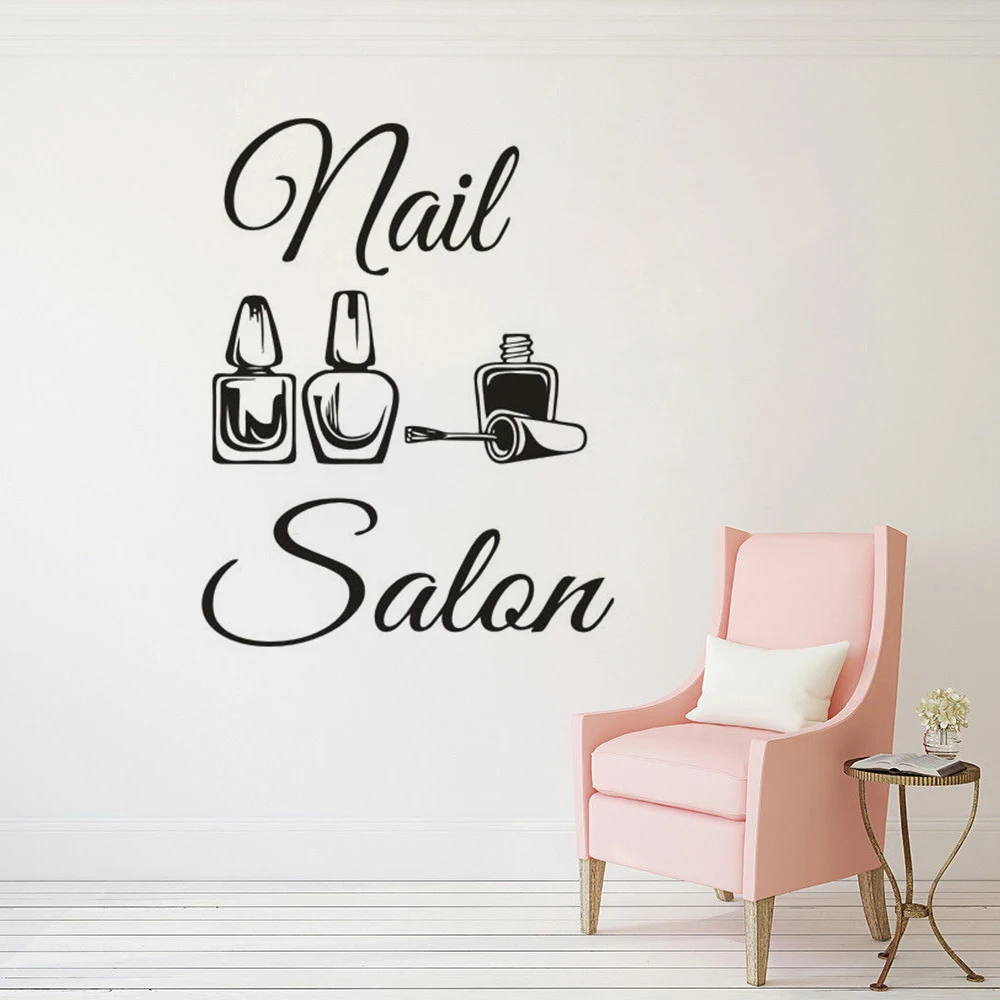 Логотип салона ногтей виниловая наклейка на стену украшение для красоты маникюр