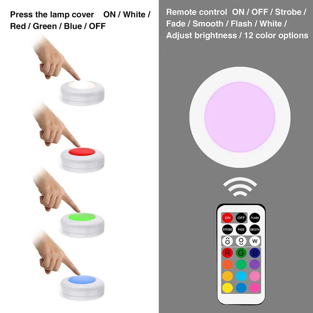 6 шт. RGB 13 цветов беспроводной светодиодный светильник шайбы s под шкафом с пультом