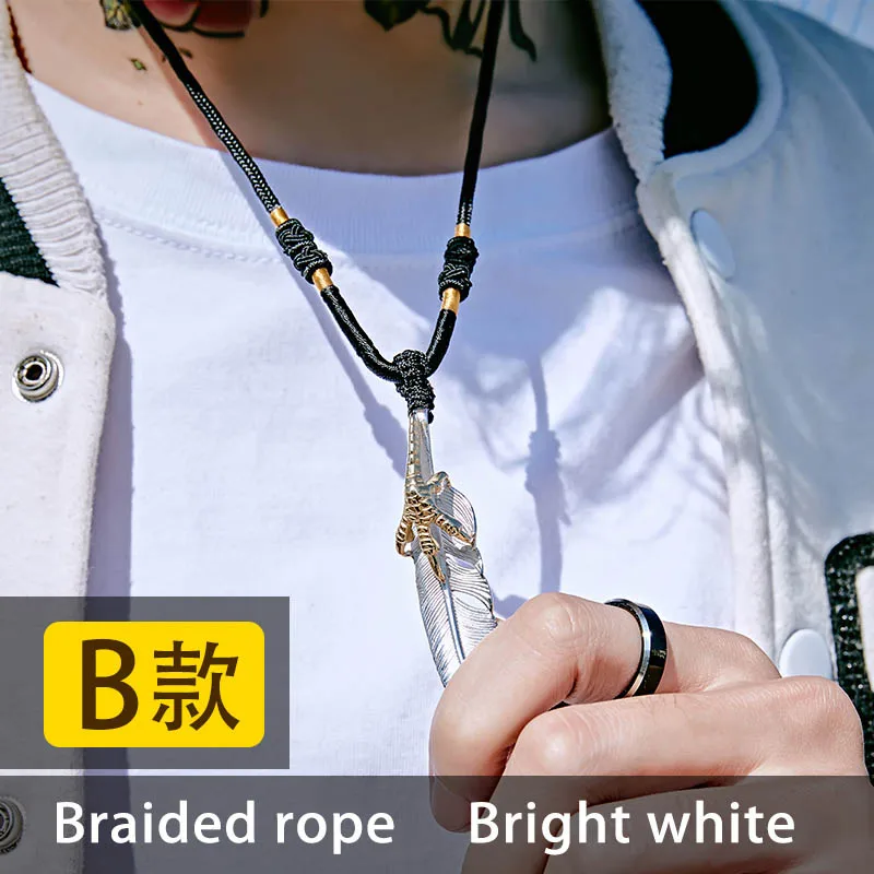B style with lace Сталь солдат Новое поступление Панк перо синий человек ожерелье из нержавеющей стали ювелирные изделия - Окраска металла: B style with lace