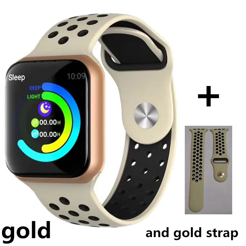 gold and gold strap F8 Смарт-часы Мужские Женские Модные Смарт-часы фитнес-трекер пульсометр кровяное давление мониторинг кислорода в крови IP67 водонепроницаемый - Цвет: gold and gold strap