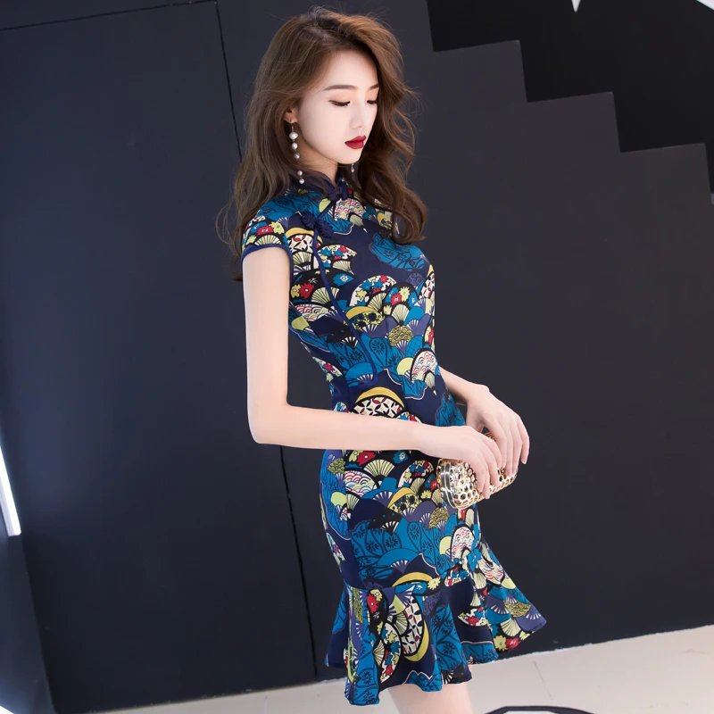 Традиционное китайское платье Cheongsam Qipao платья Русалочки для женщин 2019 халат