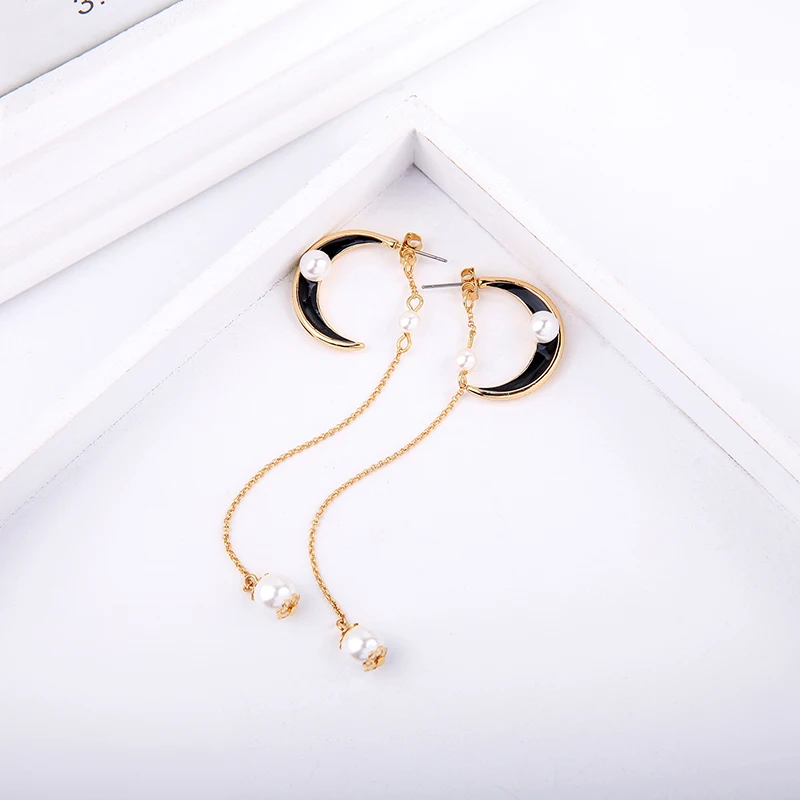 Mother's Day Special Offer Moon Drop Earrings Luxury Imitation Pearl Long Pendants For Women Fashion Jewelry | Украшения и