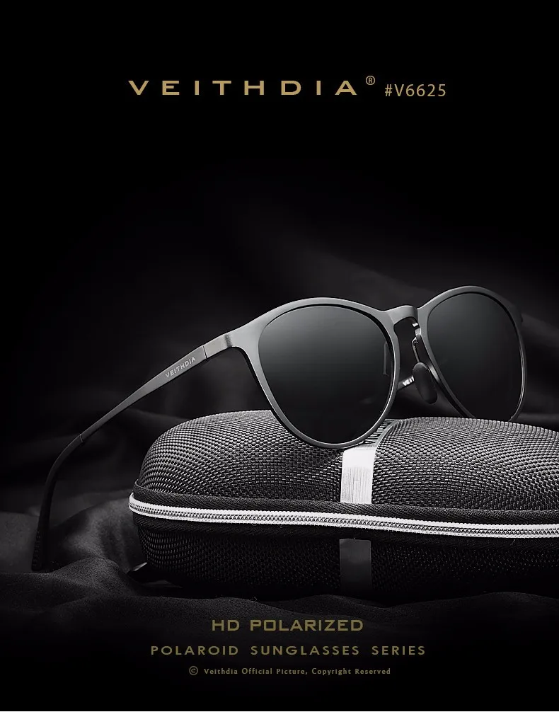 Солнцезащитные очки с коробкой VEITHDIA, винтажные брендовые дизайнерские очки для мужчин и женщин, модель 6625