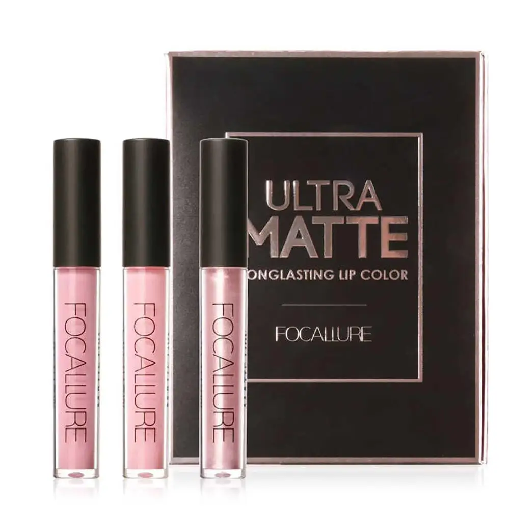 3 шт. водонепроницаемый стойкий Ультра матовый блеск для губ красота макияж набор