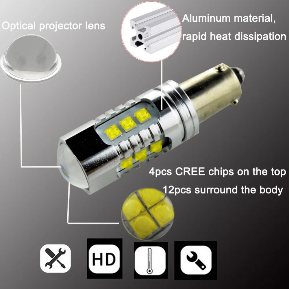 1 шт. Высокая мощность BA9S BAX9S BAY9S 80 Вт canbus T4W H6W H21W 16SMD CREEXBD чипы Светодиодный Боковой 12 В 24 в без полярности Обратный парковочный светильник