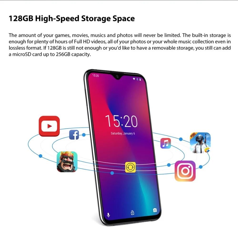 Umidigi One Max, 4G мобильный телефон, 4 Гб, 128 ГБ, 6,3 дюйма, полноэкранный смартфон с каплями воды, 4150 мАч, NFC, беспроводное зарядное устройство, мобильный телефон с функцией распознавания лица