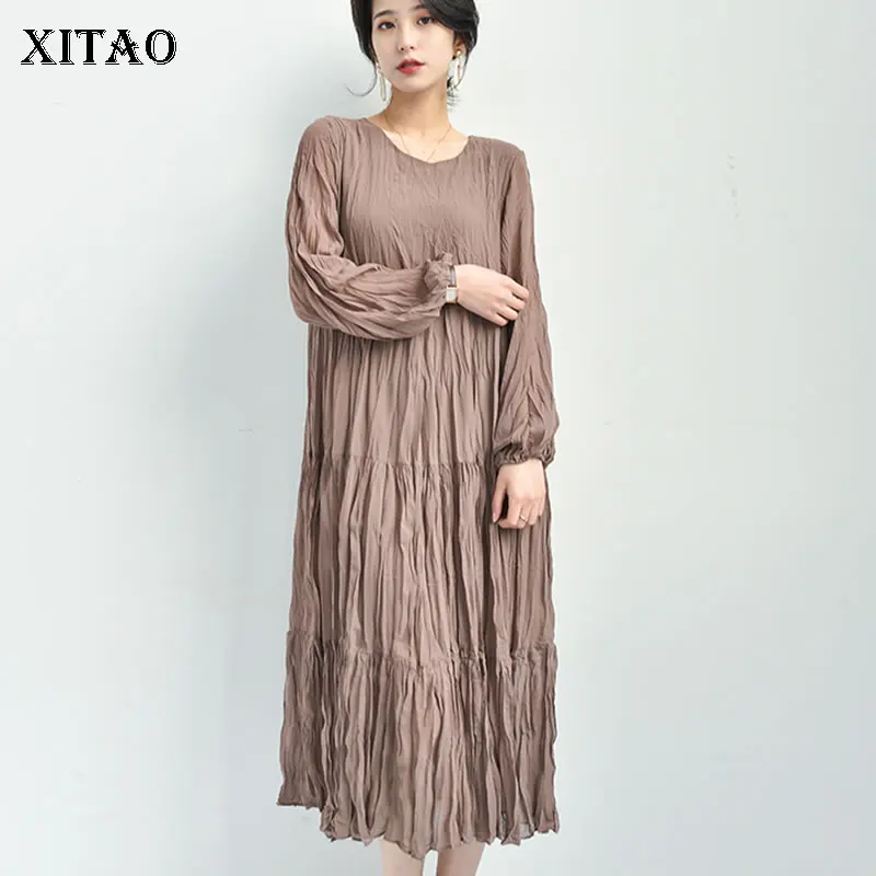 [XITAO] Весна Лето 2019 Корея Модное Новое платье длинный рукав свободного кроя