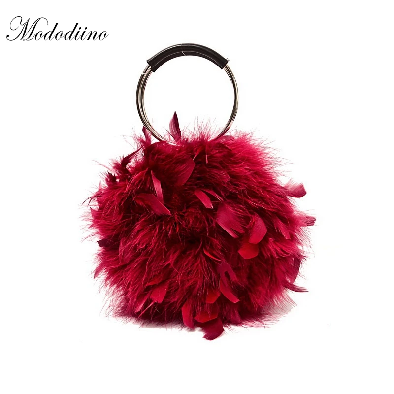 Круглые мини сумки Mododiino для женщин плюшевая Сумочка красивые маленькие через