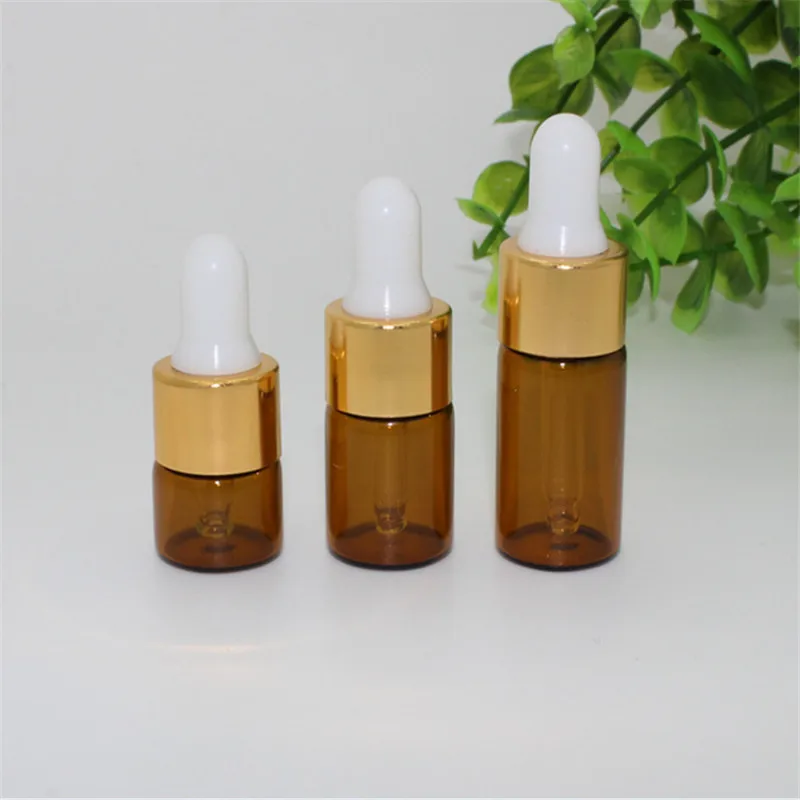 1 мл 2 3 мини Янтарная стеклянная бутылка пустые стеклянные пузырек флакон