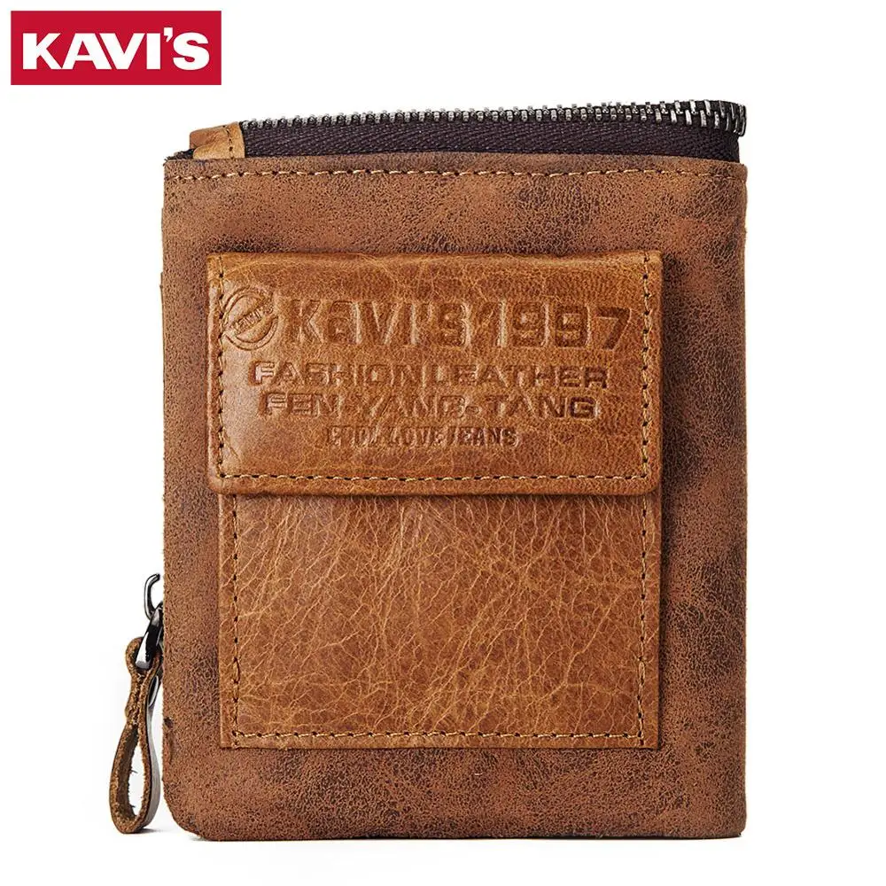 KAVIS Crazy Horse Натуральная кожа мужской кошелек портмоне мужской Cuzdan Portomonee портфель держатель для карт маленький карман сумка для денег