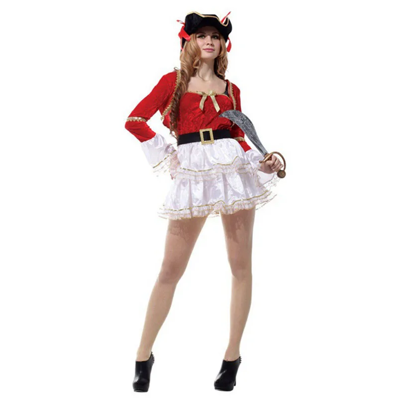 

Fantasia Pirate Costumes Women Performance Cosplay Adult Ladies Halloween Polyester Pirate Outfit with Hat