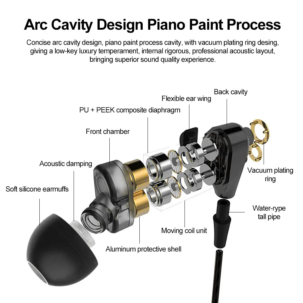 HiFi Bluetooth наушники с микрофоном для телефона двойным драйвером беспроводные