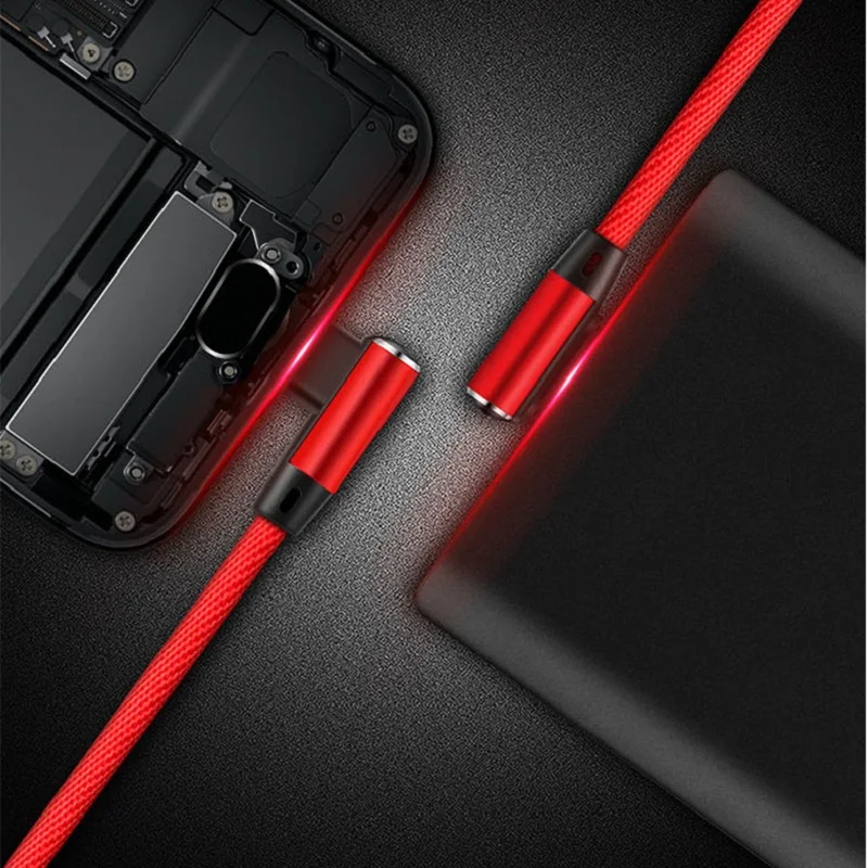 Кабель QUWIND 8Pin Type C Micro для быстрой зарядки и передачи данных 90 градусов