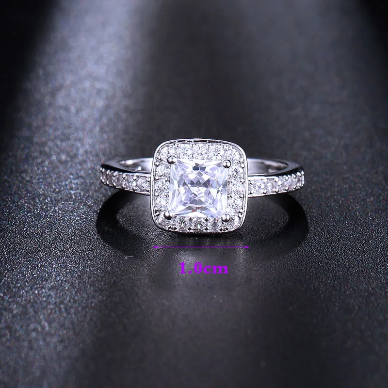 Кольца HONGHONG с фианитом для женщин блестящие Квадратные основным камнем подарок