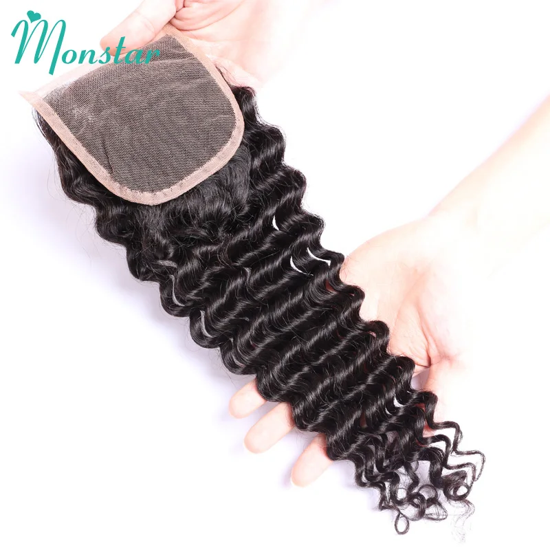 Monstar бразильские Remy человеческие волосы глубокие синтетические волнистые 4x4