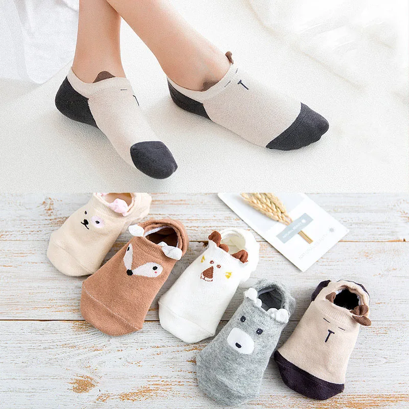 Женские носки с милыми мультипликационными животными короткие забавными 3D