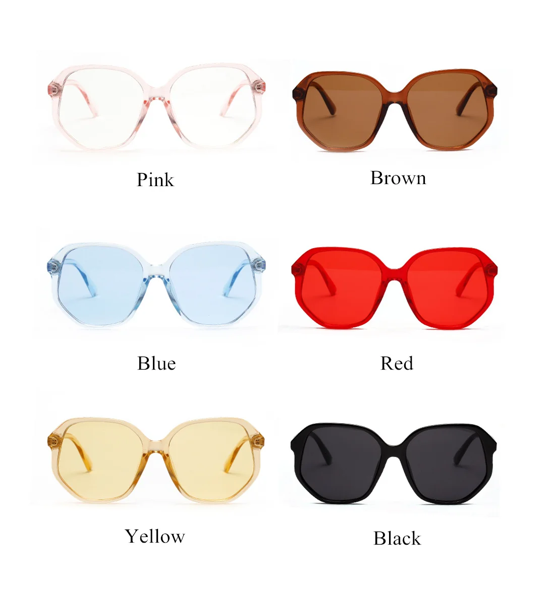 YOOSKE Oversized Women Sunglasses 90s Luxury Brand Designer Candy Colors Sun Glasses Ladies Retro Irregular Frame Glasses