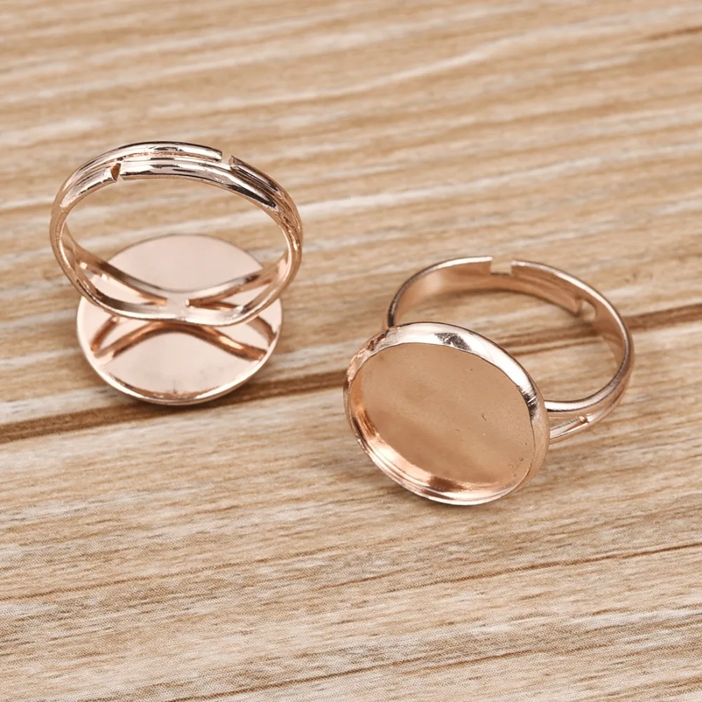 10 шт./лот латунный кабошон регулируемое кольцо 14 мм круглый ободок драгоценный