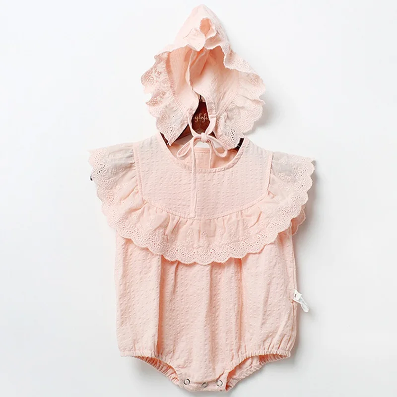 82034 Pink Новинка года, комбинезоны с цветами для маленьких девочек+ детская лента для волос, одежда для девочек детские хлопковые комбинезоны в винтажном стиле, Одежда для новорожденных девочек - Цвет: 82034 Pink
