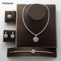 hadiyana gorgeous fashion rose pendant jewelry set new charming cubic zirconia luxury nightclub set factory wholesale tz8070